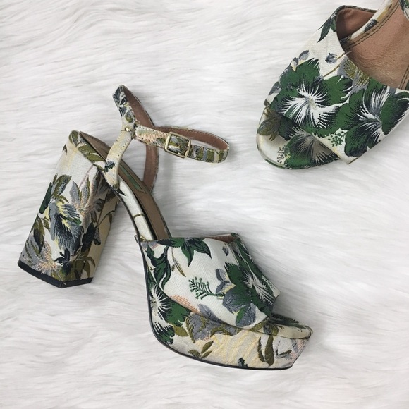 Topshop Shoes - Topshop Floral Platform Ankle Strap Sandal Heels